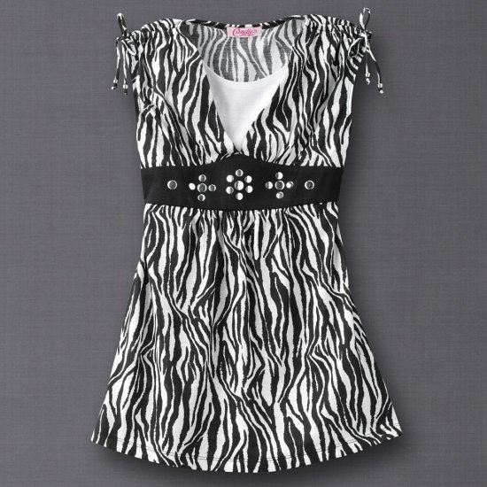 Candies Zebra Pattern Shirt Top Girls Medium Layered Look NEW