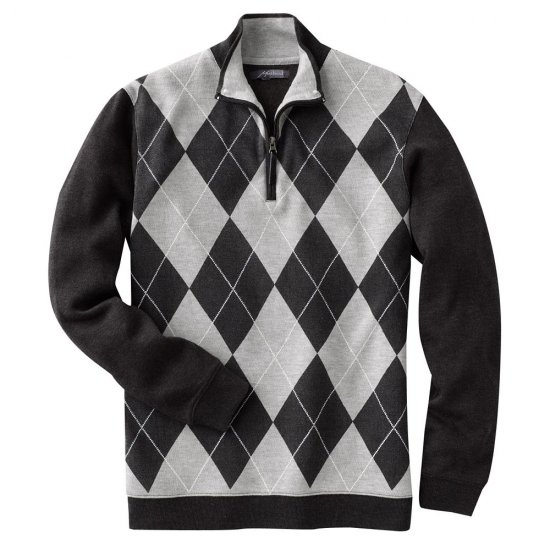 Mens Method Brand Argyle 1/4 Zip Sweater Gray XL NEW