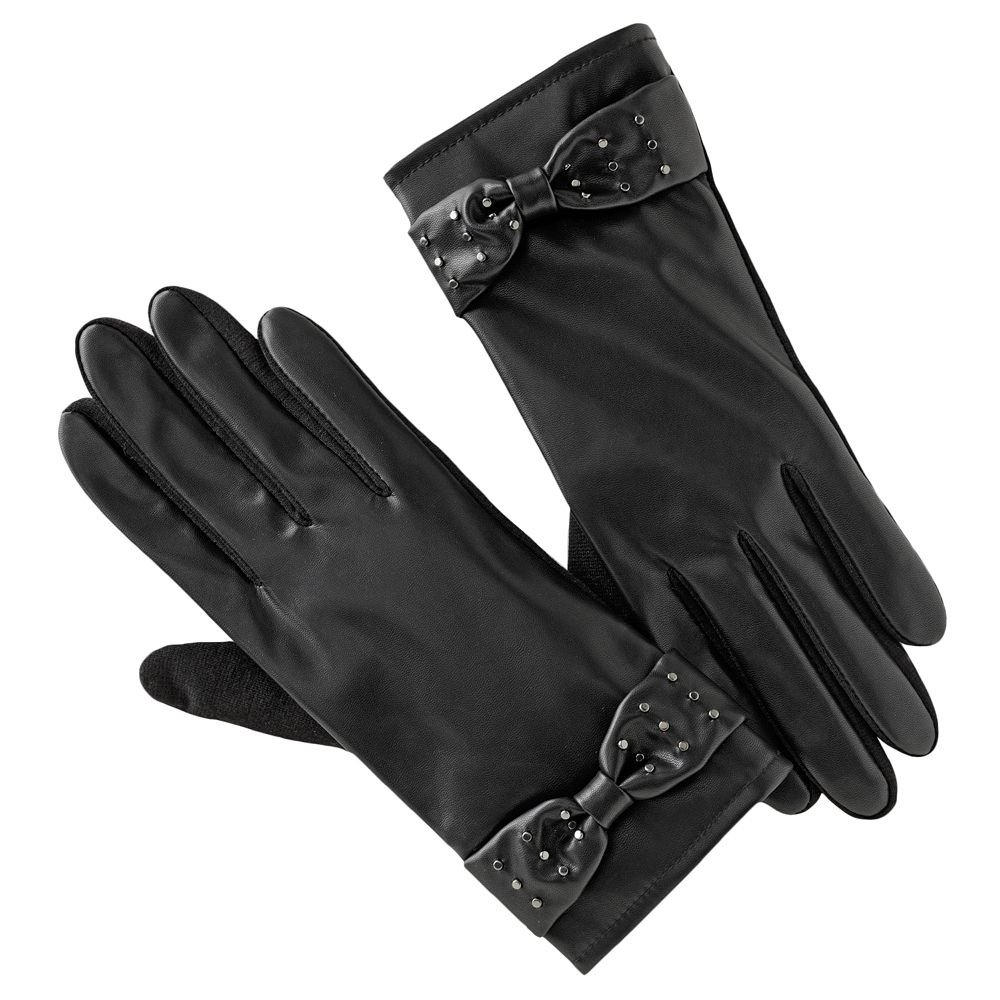 Apt. 9 Womens Studded Bow Stretch Gloves Black OSFA Winter Gloves