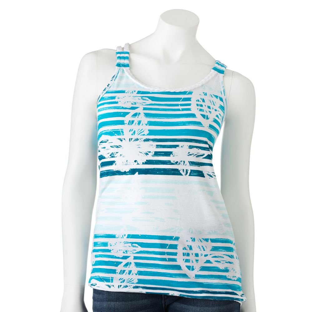 Juniors Teens Girls Blue Striped Braided Tank Top Shirt by SO Sz L Large $20.00 NEW