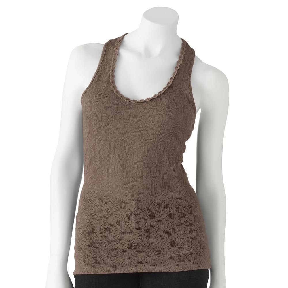Juniors Teens Girls Brown Lace & Crochet Tank Top by Candies Sz Extra Large or XL $28.00 NEW