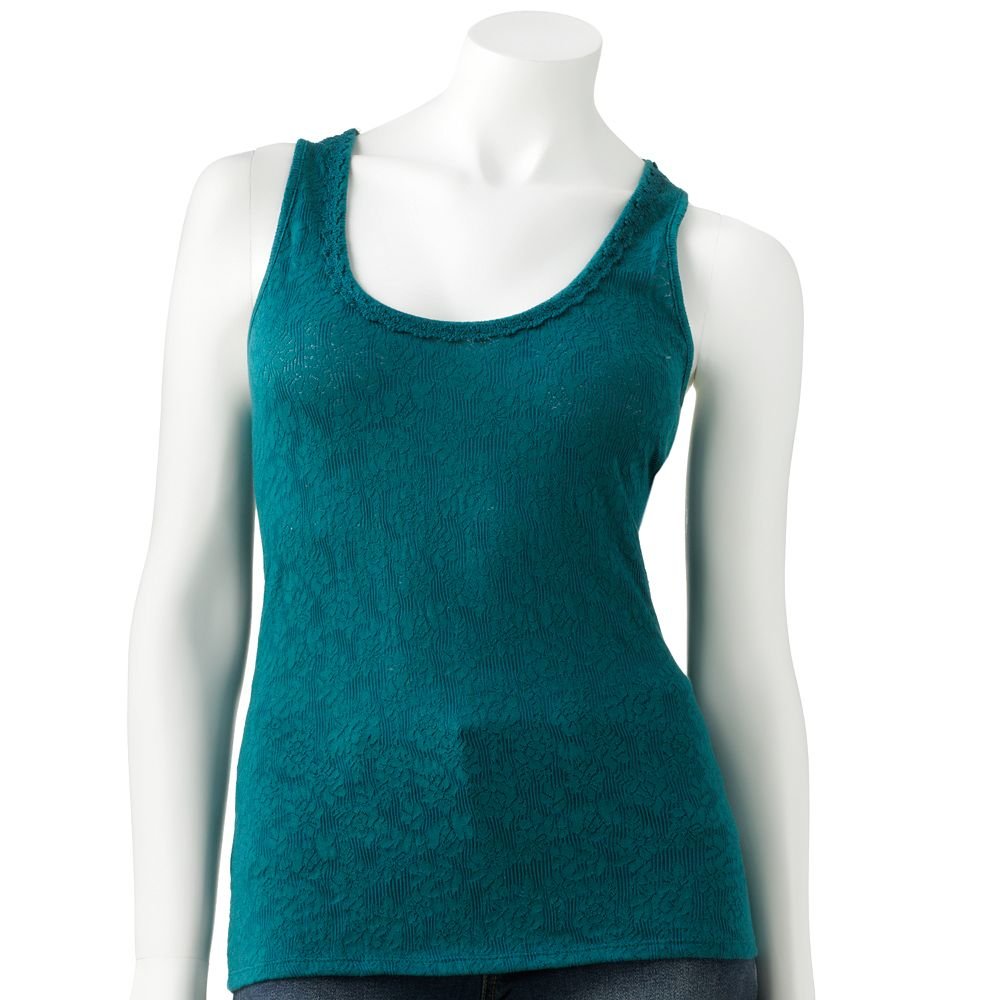 Juniors Teens Girls Green Blue Lace & Crochet Tank Top by Candies Sz Medium or M $28.00 NEW