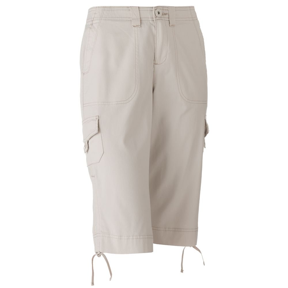 NWT Gloria Vanderbilt Lucia Comfort Waist Cargo Skimmer Pants Petite Capris Sz. 16P Off-White $42.00