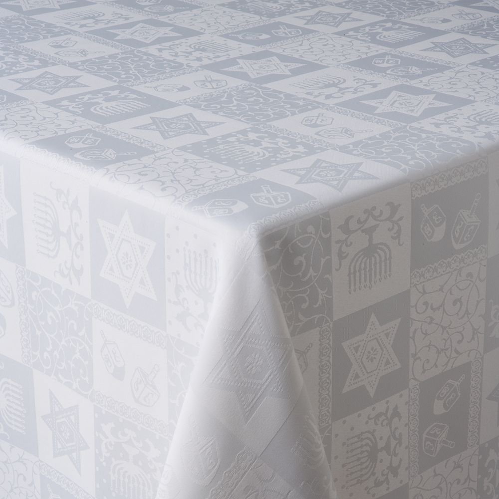 hanukkah jacquard tablecloth ivory 70 inch round jacquard hanukkah jacquard tablecloth ivory 70 inch round jacquard