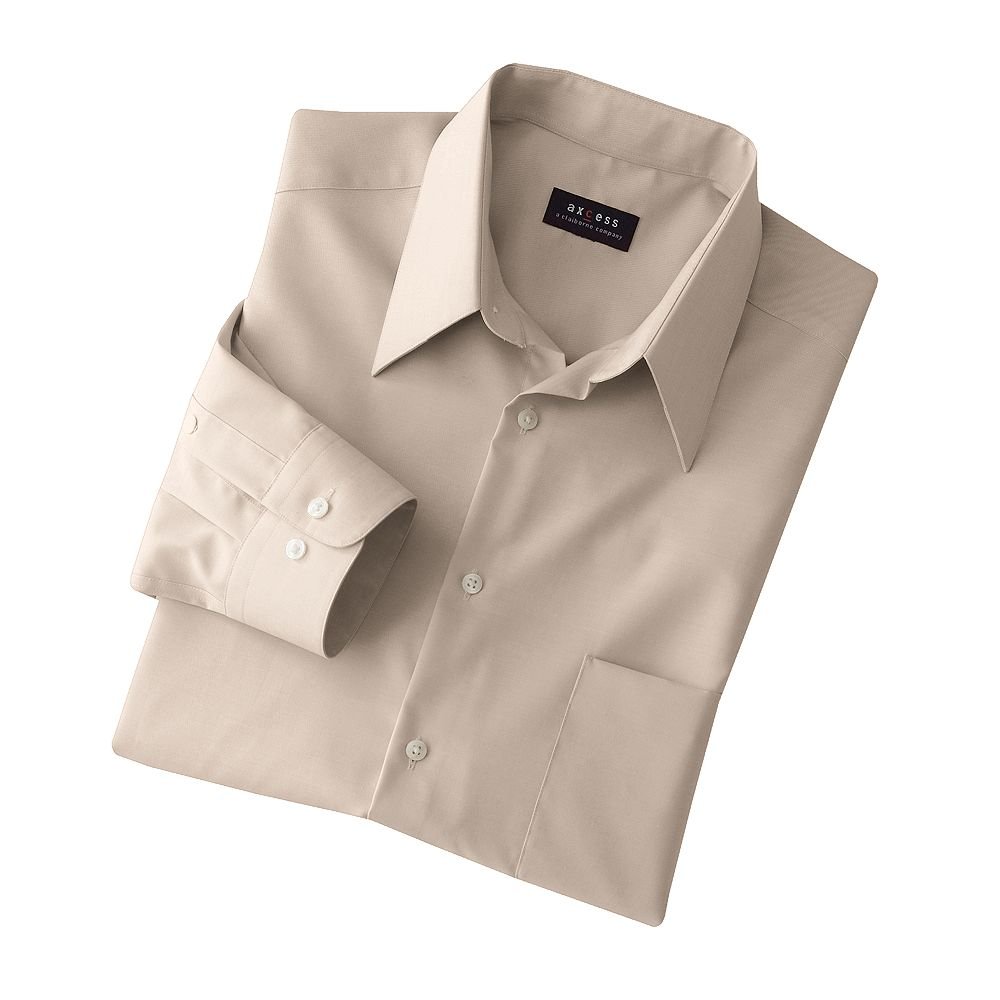 Axcess Solid Dress Shirt Mens Dress Shirt Tan Wrinkle Free 17 NEW