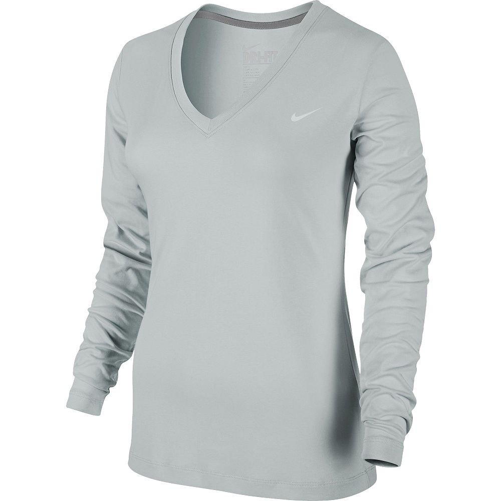 Nike Dri-Fit Performance Tee Long Sleeve Heather Gray Large L NEW $28