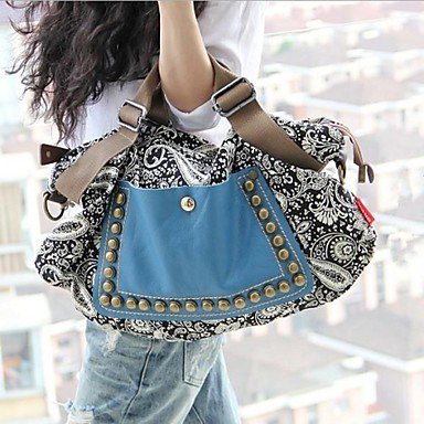 Lady's Fashion Bohemia Style Canvas Rivet Tote