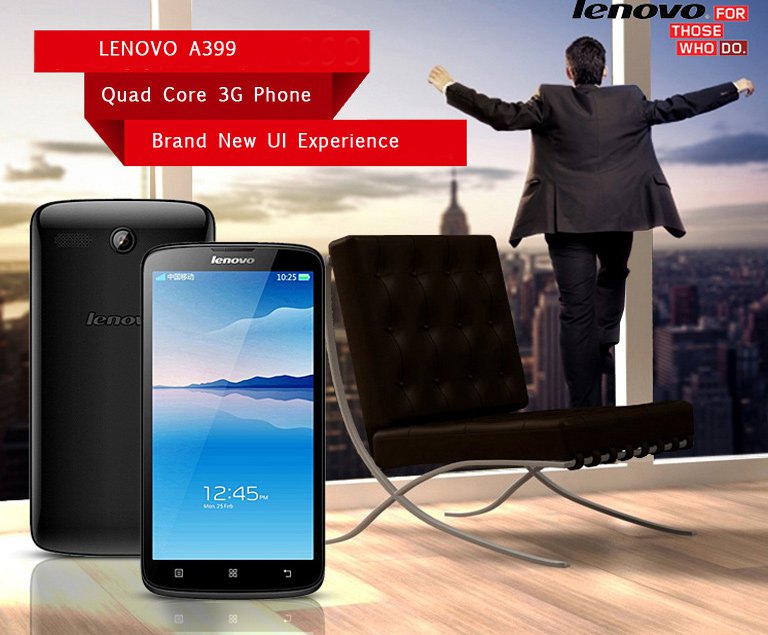 LENOVO A399 5" IPS MTK6582M Quad-core Android 4.4 3G Phone 2MP CAM 512MB RAM 4GB ROM P05-LA399