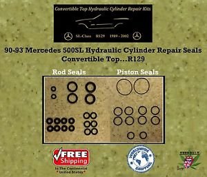 90-93 Mercedes 500SL Hydraulic Cylinder Rod & Piston Seals Convertible Top R129