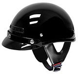101BlackVents - Small and Light Weight Black DOT Half Motorcycle Helmet with Vents