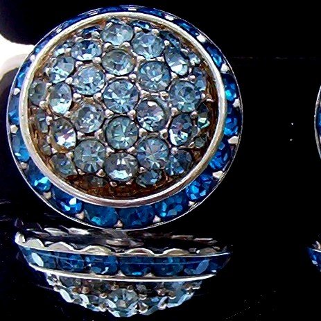 ANTIQUE CORO RHINESTONE BUTTON EARRINGS (DES17)
