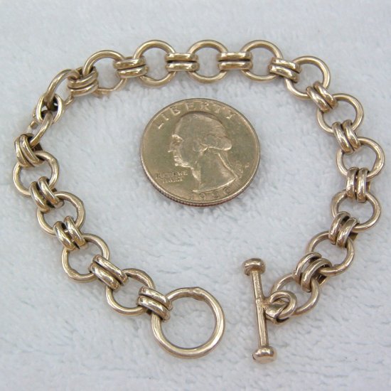 STERLING SILVER ROLO LINK BRACELET SIGNED MEXICO (MEX5)