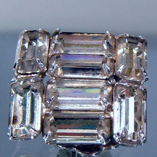 1940s WEISS BAGUETTE RHINESTONE EARRINGS (DES221)