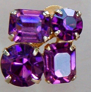 ANTIQUE CORO AMETHYST RHINESTONE EARRINGS (DES20)
