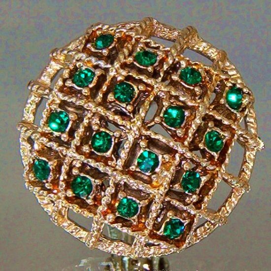 VINTAGE EMERALD RHINESTONE EARRINGS (E101)