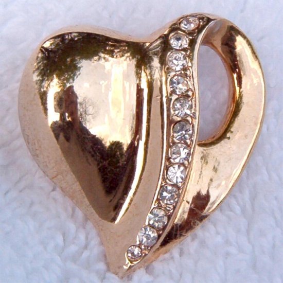 VINTAGE RHINESTONE STUDDED HEART NECKLACE (LOV65)
