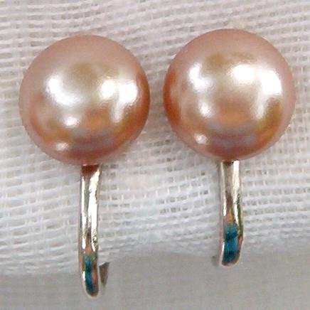 VINTAGE ROSE TAUPE PEARL EARRINGS (PRL24)