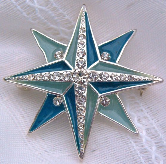 VINTAGE LIZ CLAIBORNE RHINESTONE STAR BROOCH (DES8)