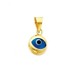 14k Yellow Gold Highly Polished Evil Eye Nazar 3D Charm Pendant