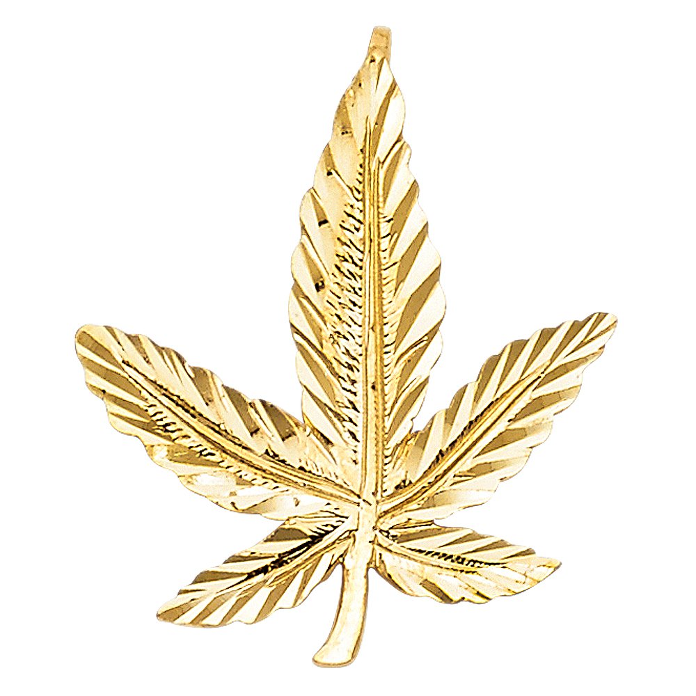 14k Yellow Gold Magic Marijuana Weed Pendant