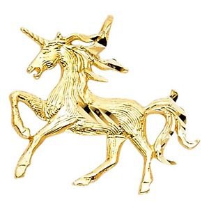 14k Yellow Gold Fancy Magical Light Unicorn Charm Pendant