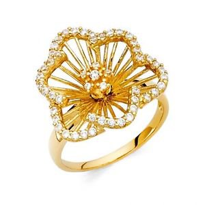 14k Gold Fancy Star of David Flower Design Cluster Ring Resizable - Size 7*