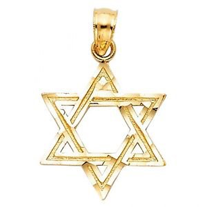 14k Yellow Gold Star of David AS ABOVE SO BELOW Charm Pendant