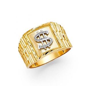 14k Yellow Gold Mens Diamond Cut Money King Band Ring Resizable - Size 8*