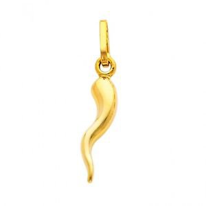 14k Yellow Gold Cornicello Gold Luck Protection Italian Horn Charm Pendant