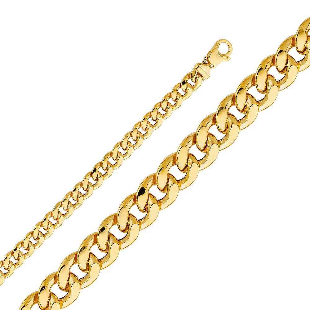 14k Yellow King Men's Gold Hollow Fancy Cuban Chain Necklace - 8.5 mm - 24 in.