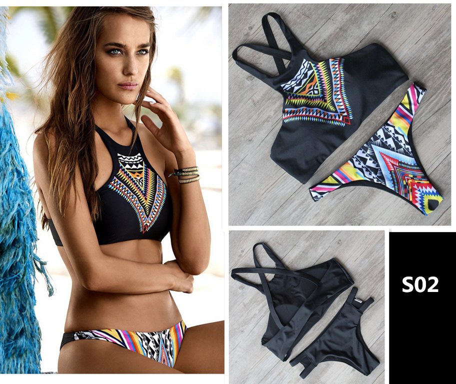 Women S Sexy Vintage Swimwear Bikini Set Bohemia Beach Swimsuit Bathing