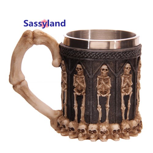 Collectibles Skull Viking Wine Mug Scary Cool Resin Stainless Steel Cups Home Decor Halloween gift