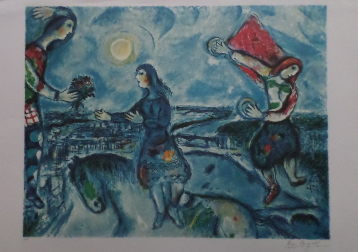 Marc Chagall Lovers Over Paris Limited Edition Lithograph