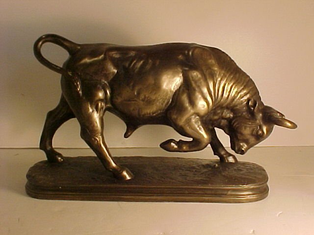 Bull With Bronze Finish Stock Brokers Symbol O.Tupton