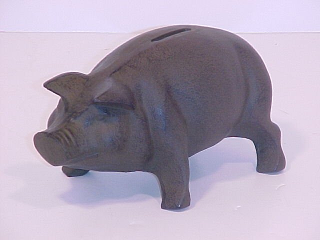 Piggy Bank Cast Iron Warm Brown Finish