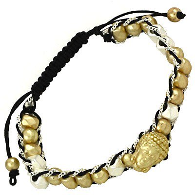 Buddha and Bead Leather Bracelet