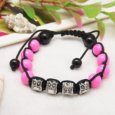 Hot Pink and Silver Shambala Bracelet