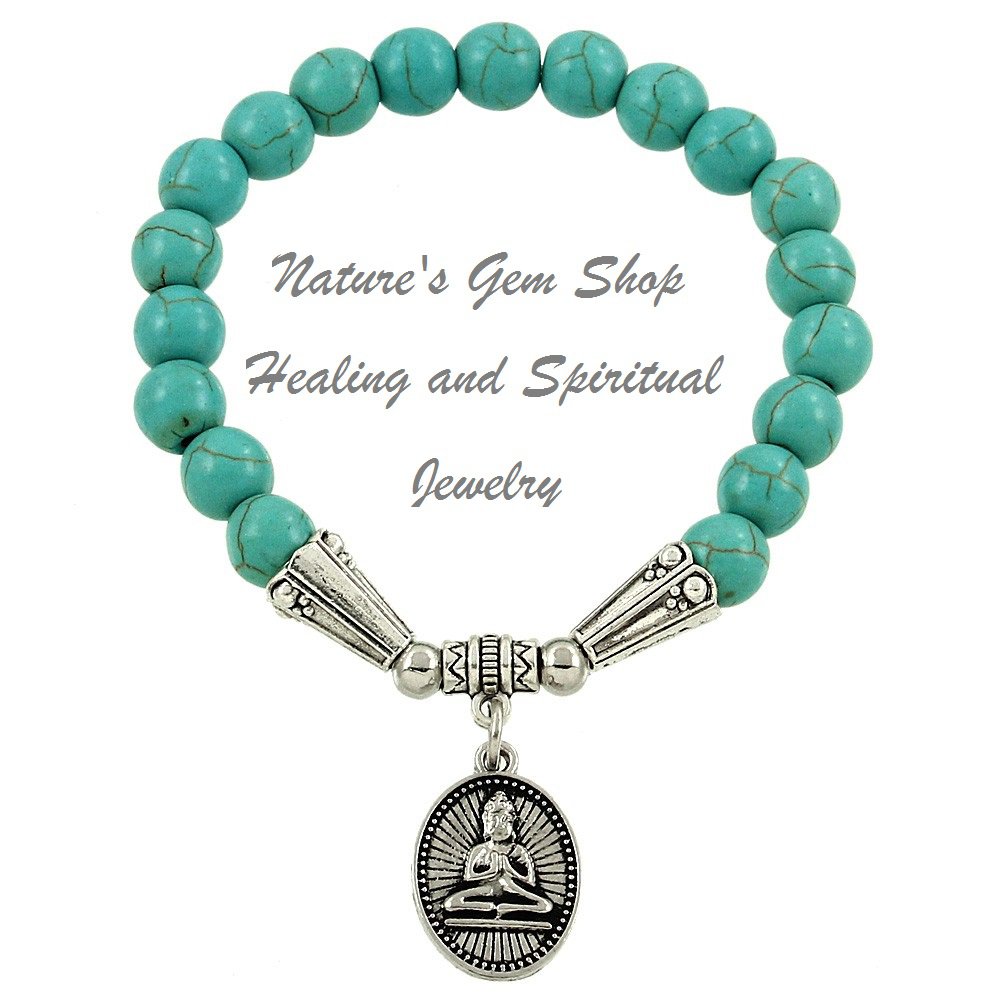 Buddha 8mm turquoise (magnesite) stretch bracelet