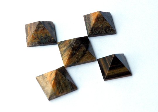 Tiger Eye Pyramids - set of five