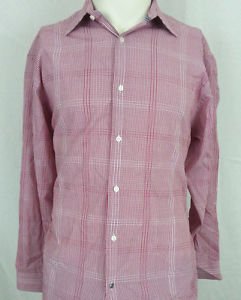 BEN SHERMAN Red White Blue Plaid Long Sleeve Button Down Collar Shirt Size L