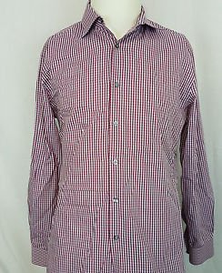 Paul Smith Slim Fit Red White Cotton Checkered L/S Dress Shirt Size 15.5/39