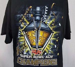 New Orleans Saints Super Bowl XLIV NFL Champions Mardi Gras Black Shirt - XL