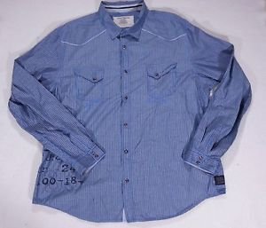 DKNY JEANS Western Long Sleeve Pearl Snap Striped Shirt - 2XL XXL