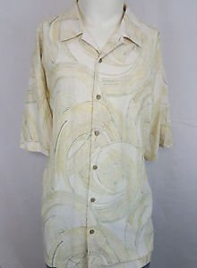Tommy Bahama 100% Silk Yellow Swirls Hawaiian Men's Shirt - XXL 2XL