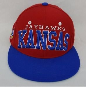 Kansas Jayhawks KU NCAA Authentic Zephyr Cap Flat Brim Snapback Hat - NEW