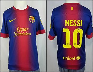 Nike Dri Fit Lionel #10 Messi Qatar Foundation Unicef FCB LFP Soccer Jersey