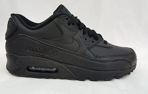 New Nike Air Max 90 Leather Mens All Black Running Shoes Size 10 302519 001