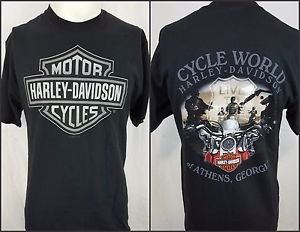 Harley Davidson Motorcycles Cycle World Athens Georgia Black Shirt Size Medium