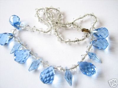 VICTORIAN CRYSTAL CUT NECKLACE BLUE PINEAPPLE DROPS