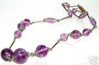 STUNNING ART DECO CZECH LILAC SWIRL GLASS NECKLACE